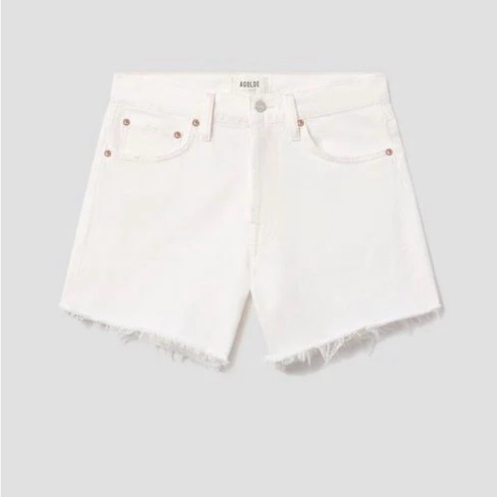 Agolde Parker Long Short in Panna Cotta -27